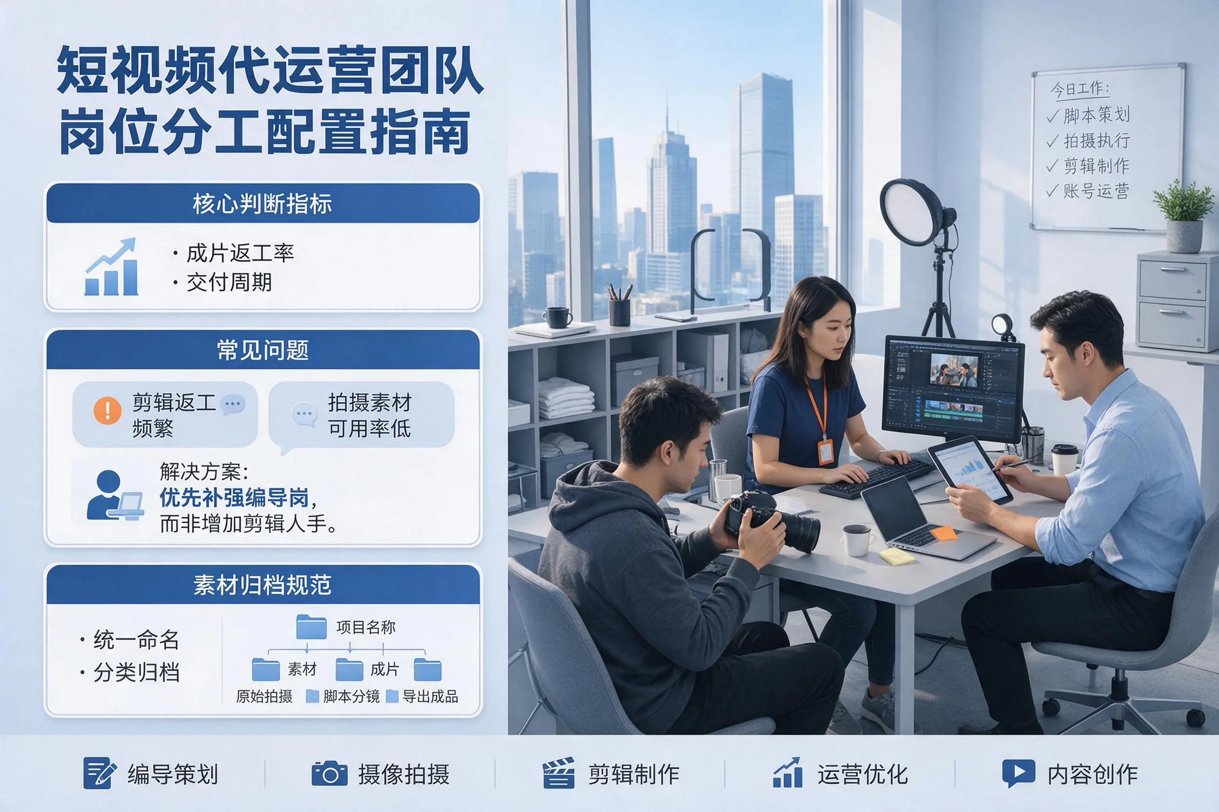 短视频代运营团队如何配置？哈密企业岗位分工科普说明